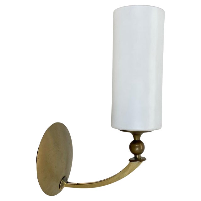 Large Modern Brass and Glass Theatre Wall Light, 1950s For Sale