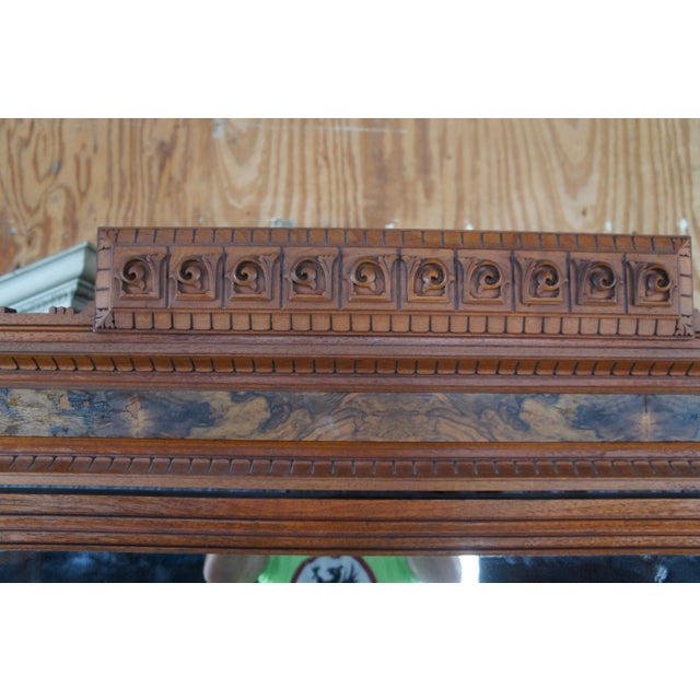 Antique Victorian Eastlake Walnut Burl Marble Top Dresser & Mirror Vanity Chest For Sale - Image 13 of 15
