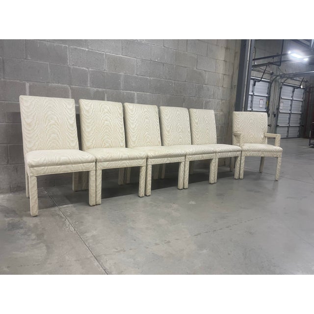 Mid Century Modern Parson Faux Bois Dining Chairs - 6 For Sale In Dallas - Image 6 of 7