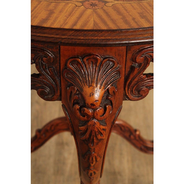 French Court Galleries Rococo Style Round Inlaid Side Table For Sale - Image 13 of 15