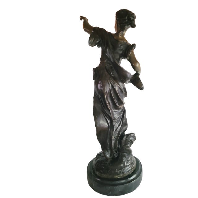 Emile Bruchon Spelter "L'Orage" Sculpture on Marble Base - Signed - For Sale In Chicago - Image 6 of 12