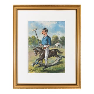 The Polo Player 1881 Watercolor by George Bridgman (American, 1865-1943) For Sale