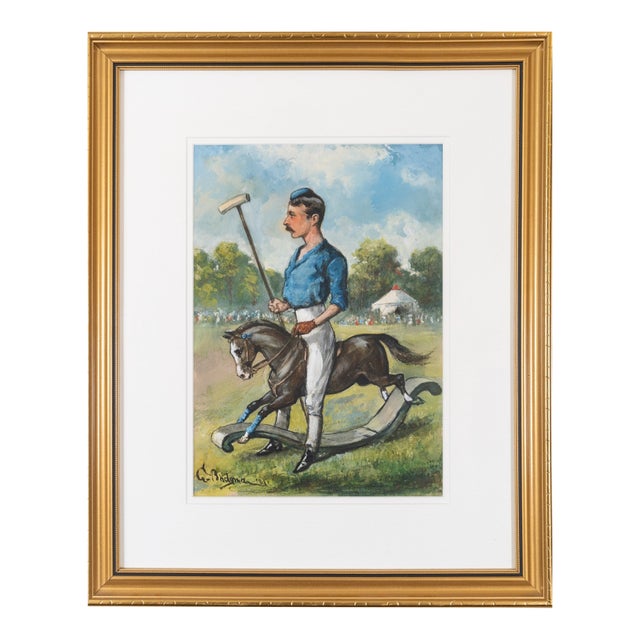 The Polo Player 1881 Watercolor by George Bridgman (American, 1865-1943) For Sale