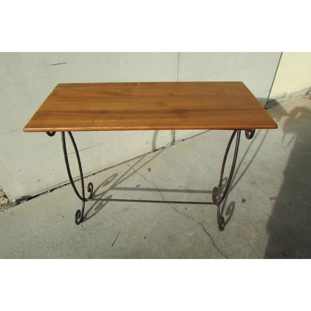 Wood Industrial Console Table in Wrought Iron, 1990s For Sale - Image 7 of 7
