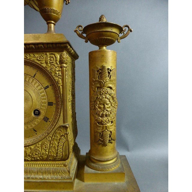 Empire Gilt Bronze Pendulum Clock For Sale - Image 6 of 8