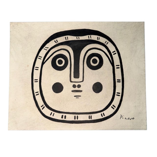 Pablo Picasso, Bold Modernist Mask, Opaque Black on Paper, Hand Signed, 1950-1970s For Sale - Image 18 of 18