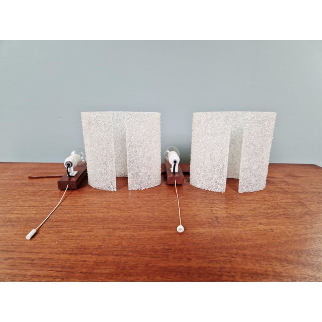 Scandinavian Wall Sconces in Teak and Granular Plastic Resin, 1960s, Set of 2 For Sale - Image 14 of 17