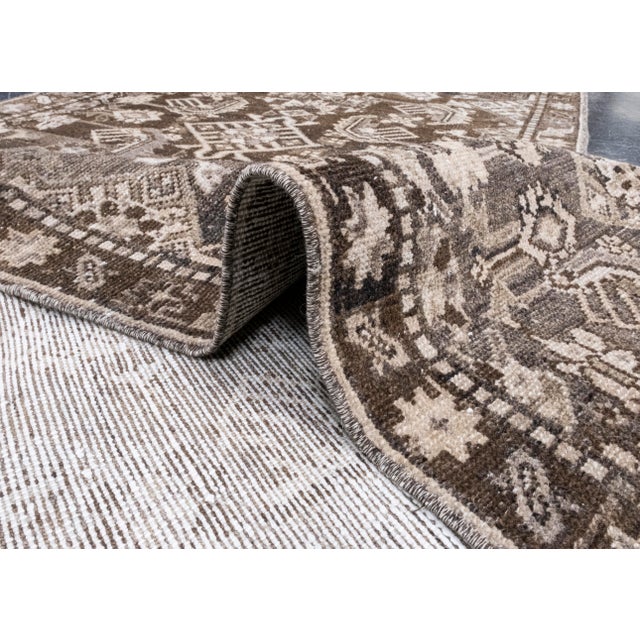 Turkish Vintage Runner Rug Brown & Ivory Anatolian Handwoven Wool 2'6" X 9'3" For Sale In Houston - Image 6 of 10