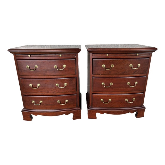 Pennsylvania House Geoergian Style 3 Drawer Cherry Nightstands - A Pair For Sale