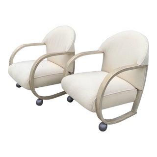 Petite Art Deco Style Boucle Club Chairs - a Pair For Sale