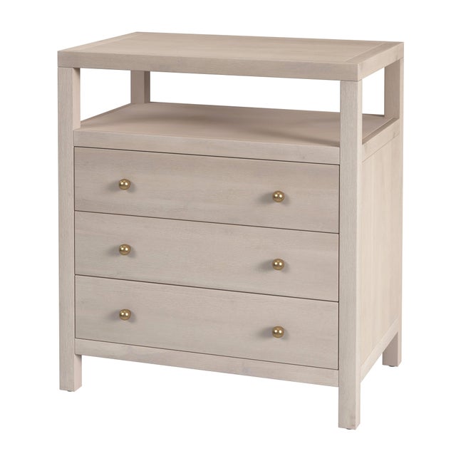 Beige Nora 27 in. W Rectangular Wood 3 Drawer Tall Nightstand with Open Shelf on Top, Antique Taupe For Sale - Image 8 of 8