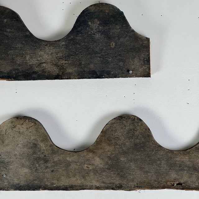 Set of 4 Vintage Architectural Salvaged Wood Wall Elements With Waves Design For Sale In New York - Image 6 of 10