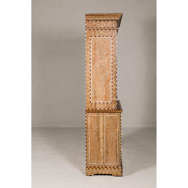 Early 20th Century Anglo Style Buffet à Deux-Corps with Abundant Floral Themed Bone Inlay For Sale - Image 12 of 12