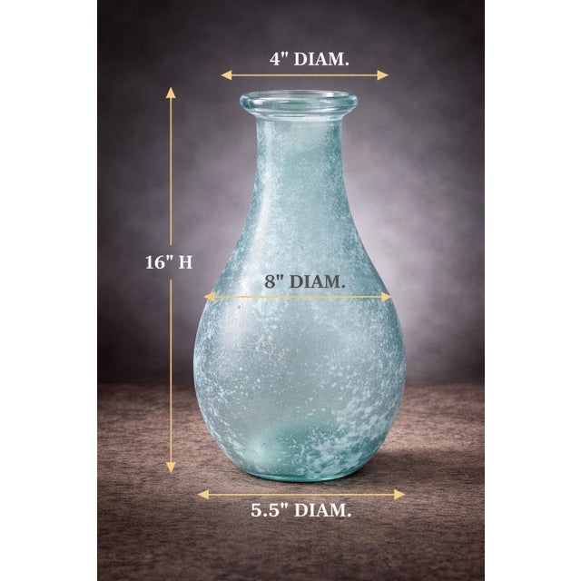 Late 20th Century Late 20th Century Large Spanish Handmade Recycled Glass Vase – Ocean Breeze Collection, 16” Coastal Bottle Vessel For Sale - Image 5 of 8