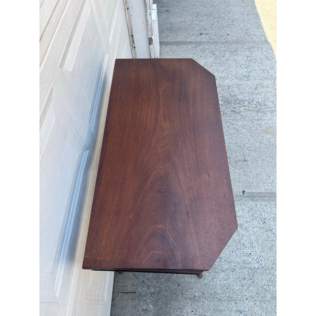 Mid 20th Century Mid 20th Century Federal Revival Mahogany Lyre Base Flip Top Games Table For Sale - Image 5 of 11