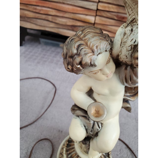 1950s Art Nouveau Cherub Putti Table Lamp - Frosted Glass Grape Cluster ...