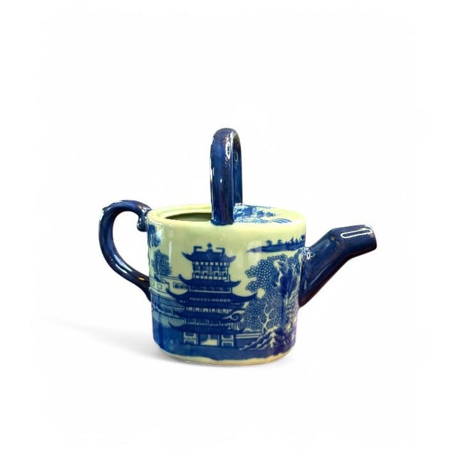 1940s Vintage Victoria Ware Blue White Ironstone Teapot For Sale - Image 5 of 6