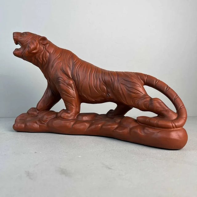 Decorative terracotta tiger statue from Japan. Manufactured by Iwata Seito in the 1970s-80s. In perfect condition, new old...