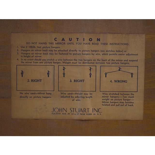 John Stuart Mid Century Modern Walnut Large Hanging Wall Mirror For Sale - Image 9 of 9