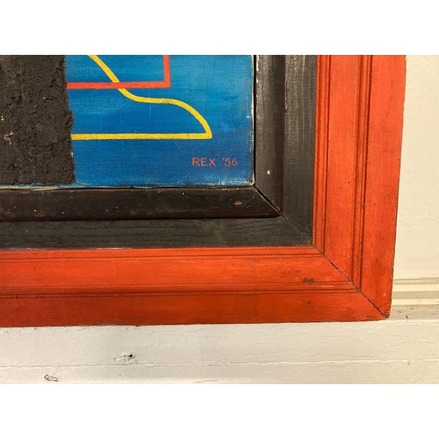 Mid Century Signed Large Framed Abstract Oil Panting For Sale In New York - Image 6 of 9