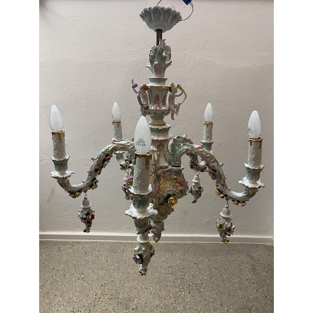 Baroque Style Chandelier by Rudolf Kämmer Keramic Manufaktur, Volkstedt, Germany, 20th Century For Sale - Image 14 of 14