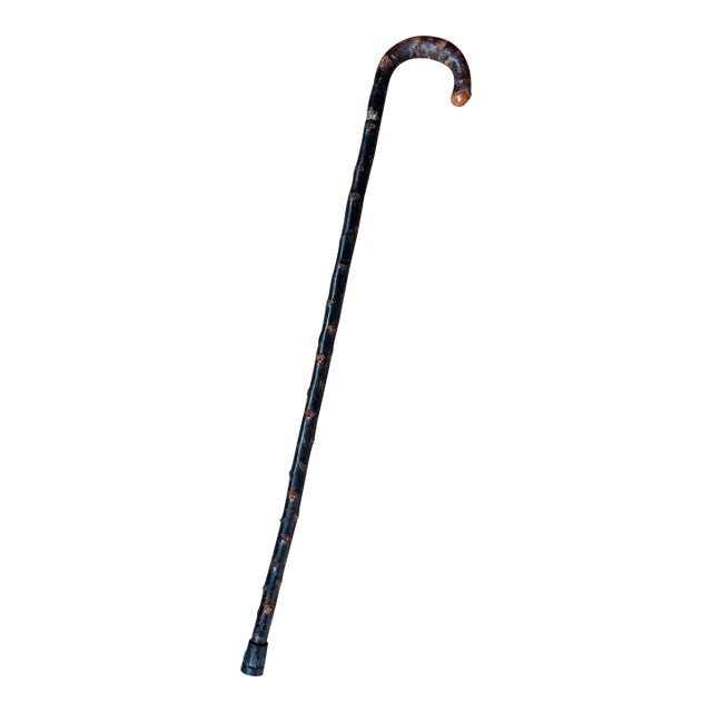 Vintage Knobby Burlwood Walking Cane Stick For Sale