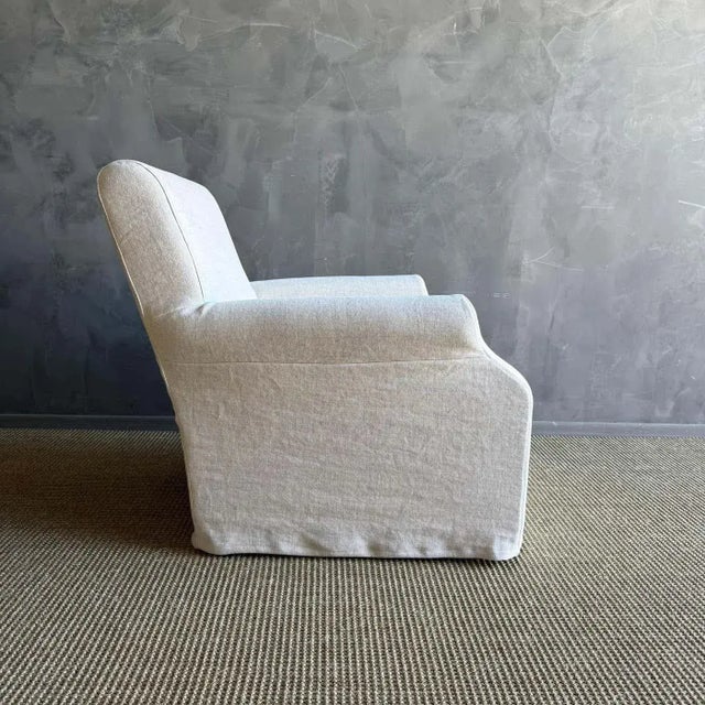 Not Yet Made - Made To Order Belgian Linen Stone Washed Linen Slip Covered Chair For Sale - Image 5 of 5
