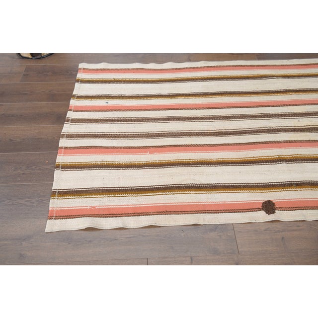 1970s Vintage Handmade Wool Cotton Turkish Beige Runner Rug For Sale - Image 11 of 11
