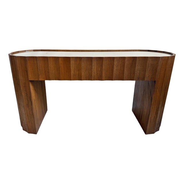 Scalloped Oval Wood Console Table For Sale