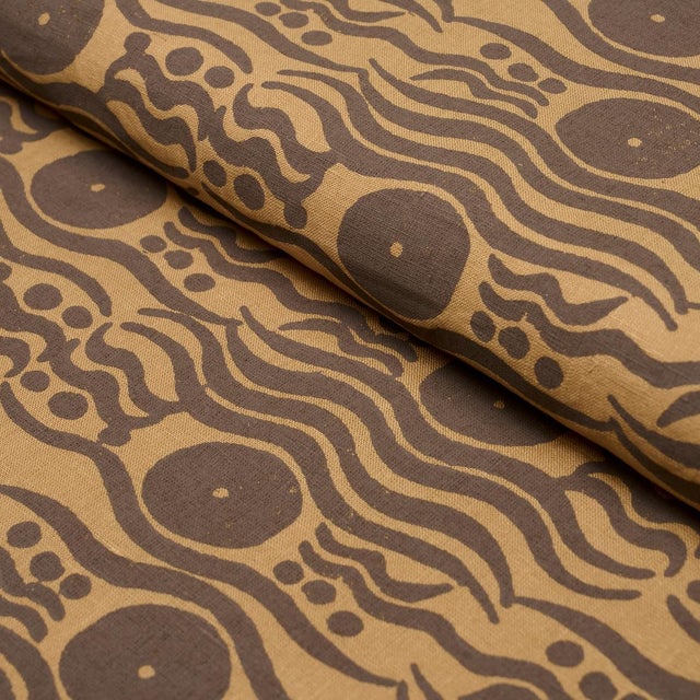 Schumacher Schumacher Bosphorus Hand Block Fabric In Ochre & Brown For Sale - Image 4 of 5