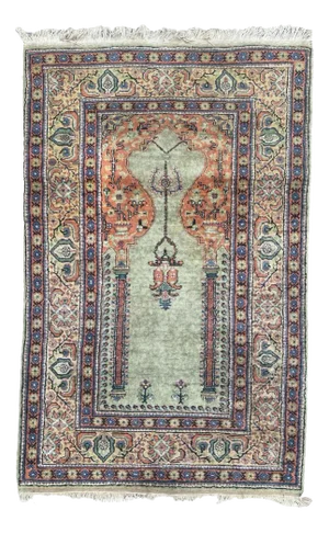 Vintage Turkish Silk Kayseri Rug