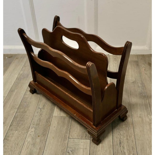 Walnut Canterbury Magazine Rack, 1950s For Sale - Image 4 of 8