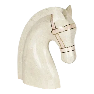 Travertine & Tesselated Pink Stone Horse Head Bust by Maitland-Smith, 1980s