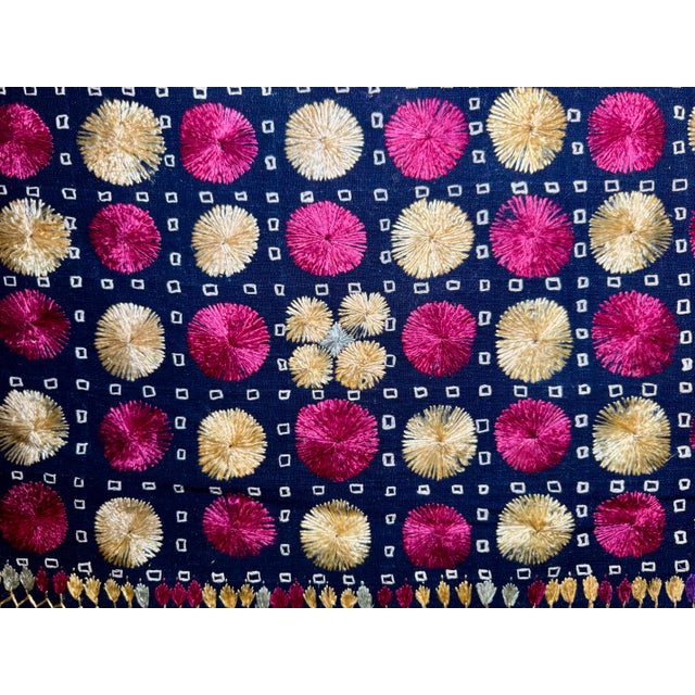 Worked by hand in untwisted silk floss (pat) using the traditional darning technique on handspun, handwoven cotton...
