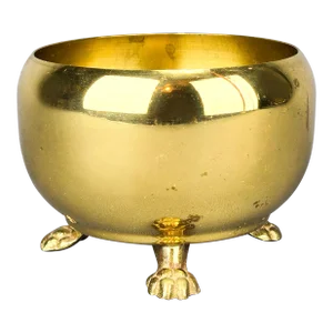 Vintage Brass Small Planter with Lion Feet Paws