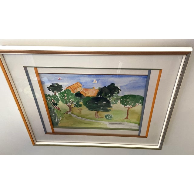 1970s After Maurice Blanchard, Bucolic Countryside Landscape, 1970s, Watercolor, Framed For Sale - Image 5 of 8