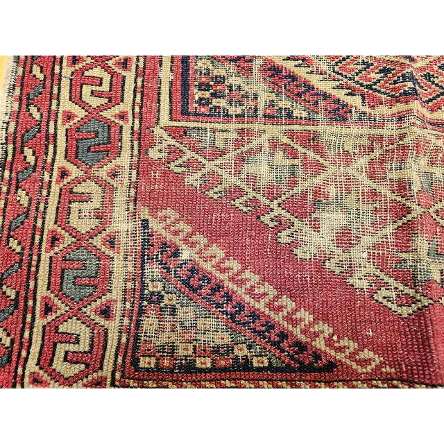 Late 19th Century 19th Century Antique Turkish Village Rug, Handwoven Wool, Geometric, 1900s, 3' x 3' For Sale - Image 5 of 10