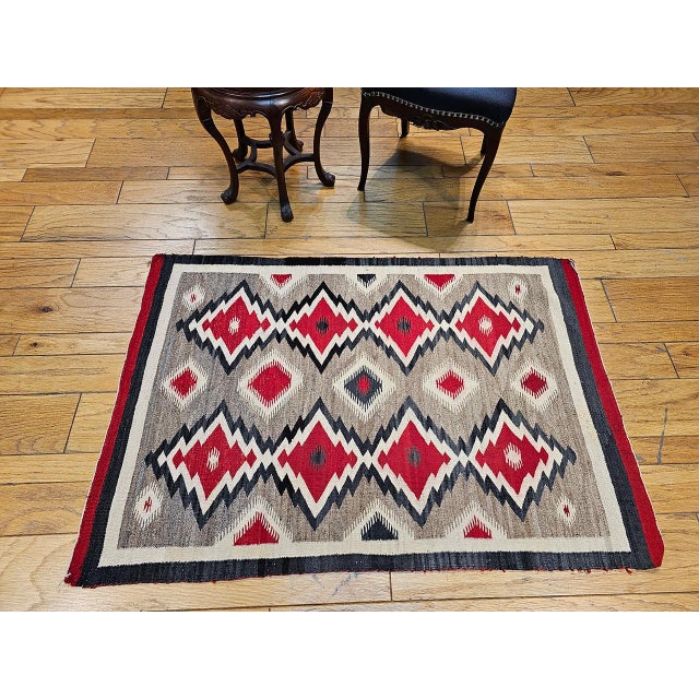 Vintage Native American Navajo Rug, Wool & Cotton, Geometric Eye Dazzler Pattern, 3x5 For Sale - Image 13 of 13