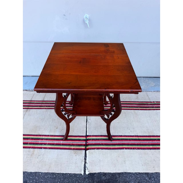 Antique Victorian Cherry Tabouret Table With Reticulated Fretwork, Circa 1890-1910 For Sale - Image 12 of 14
