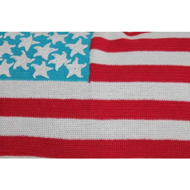 Hand Crochet Vintage Flag Pillow For Sale - Image 4 of 8