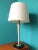 Beige Wood & Brass Table Lamp from Mazda, 1945 For Sale - Image 8 of 8