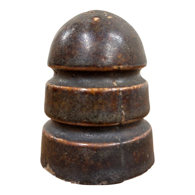Antique Brown Ceramic Mushroom Cap Glazed Brown Insulator For Sale