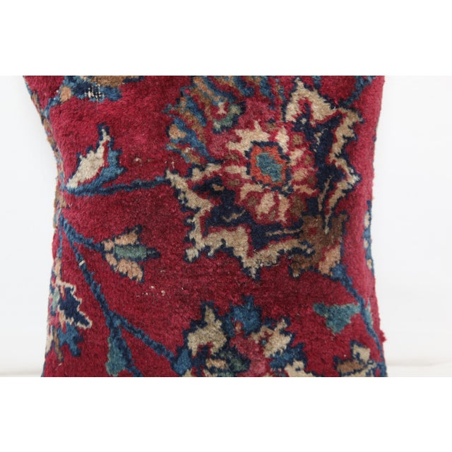 Early 20th Century Handmade Antique Red & Blue Rug Pillow -12'' X 16'' For Sale - Image 5 of 10