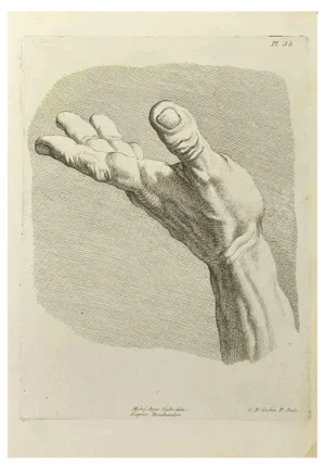 Nicholas Cochin, The Study of Hand after Bouchardon, Etching, 1755