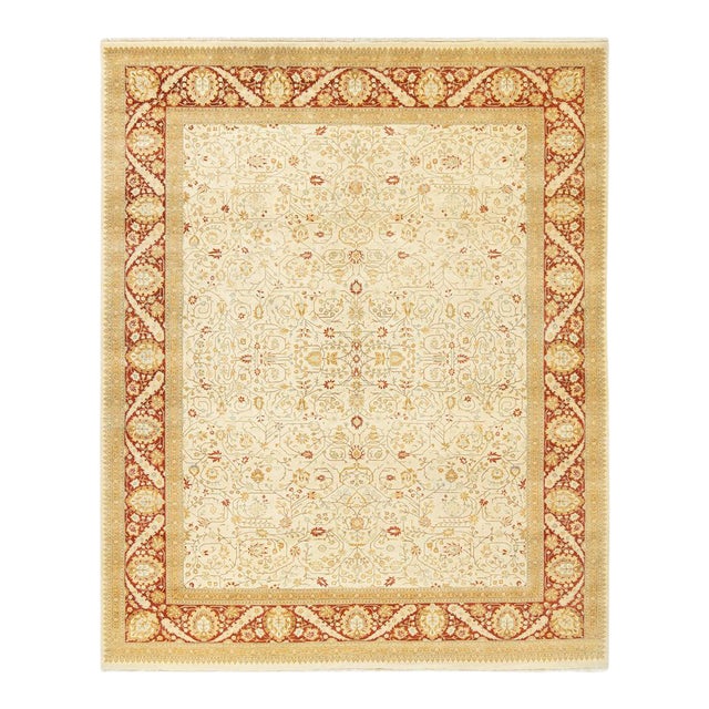 Mogul Collection Hand-Knotted Area Rug - Ivory 8' 1" x 10' 0" For Sale