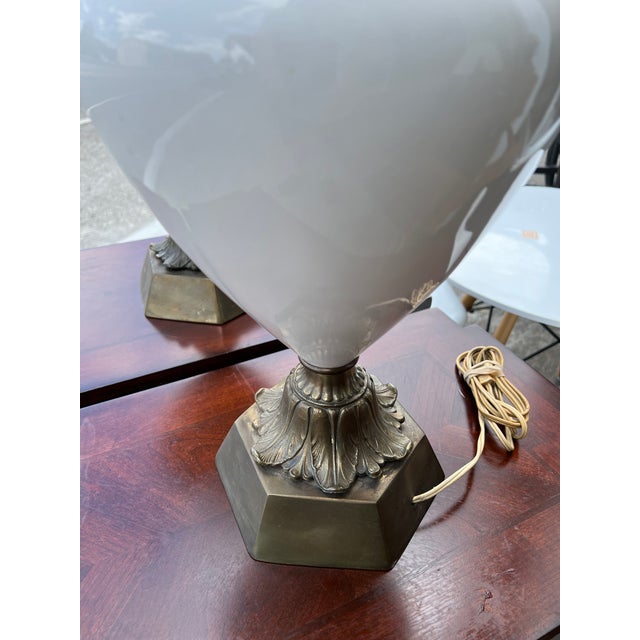 Mid-Century Modern 1960s Mid-Century Modern Porcelain Lamps - a Pair For Sale - Image 3 of 6