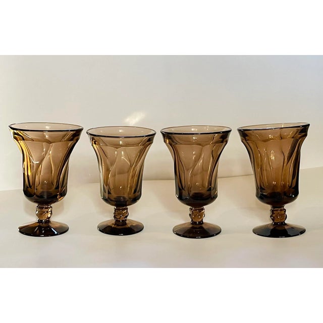Fostoria Glass Company 1970’s Fostoria “Jamestown” Stemmed Water Glasses- Set of Four For Sale - Image 4 of 6