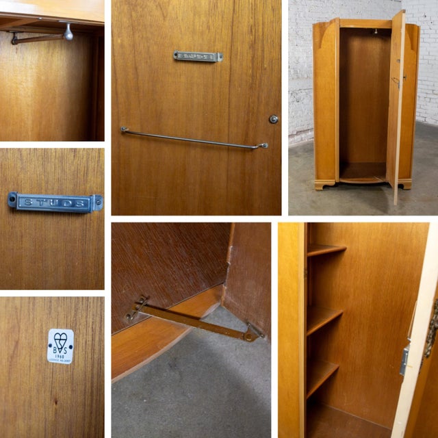 Small Early to Mid-20th Century Vintage English Art Deco Style Wardrobe Burled Maple & Walnut Frame For Sale - Image 15 of 17