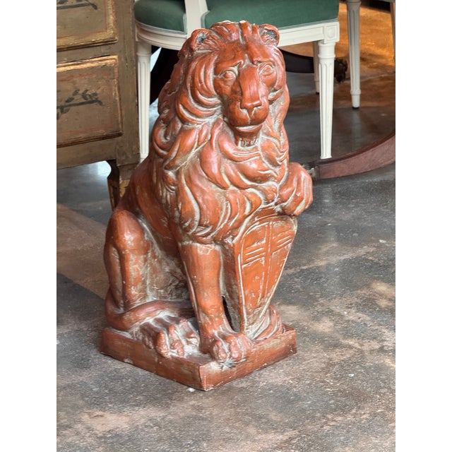 English Vintage English Terracotta Lion For Sale - Image 3 of 8