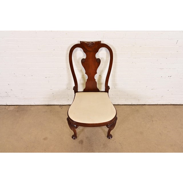 1980s Baker Furniture Georgian Carved Mahogany Side Chair or Dining Chair For Sale - Image 5 of 13